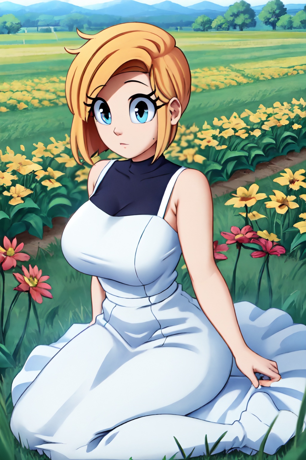 large breasts,  dress,  short hair on Tensor.Art