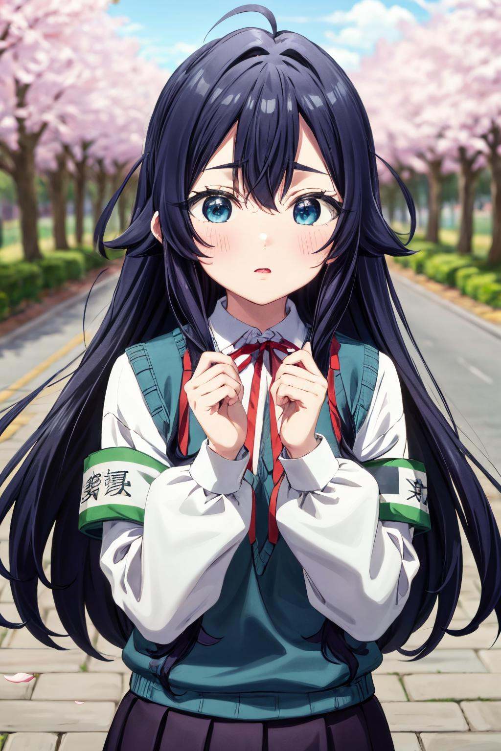 shizuka_wz,  long hair,  dark blue hair on Tensor.Art