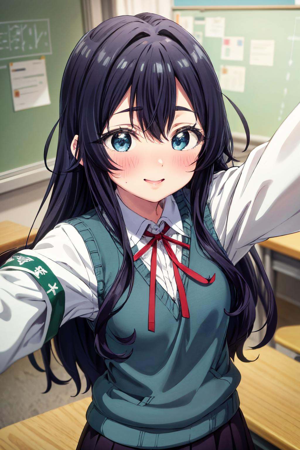 shizuka_wz,  long hair,  dark blue hair on Tensor.Art