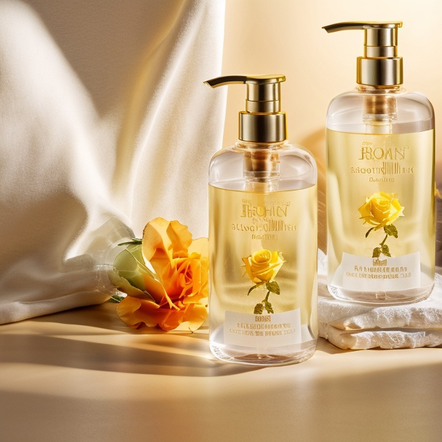 Warm color (style)
RAW photo, (Clear bottle :1.5), (Yellow Rose :1.3), (silk), gradient background white stone, ambient light, 8k Ultra HD, SLR camera, strong contrast lighting, high quality, film texture, Fujifilm XT3