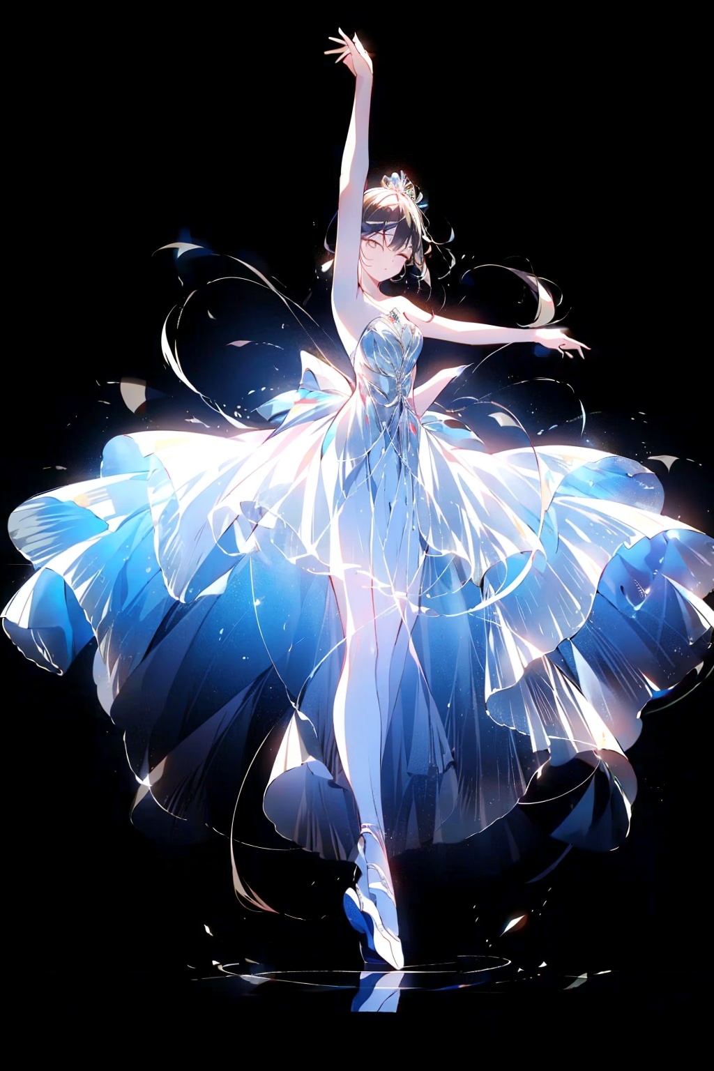  Best quality, 8k,cg,Shadow Girl,transparent_background,ballet slippers,tutu,full_body,glowing