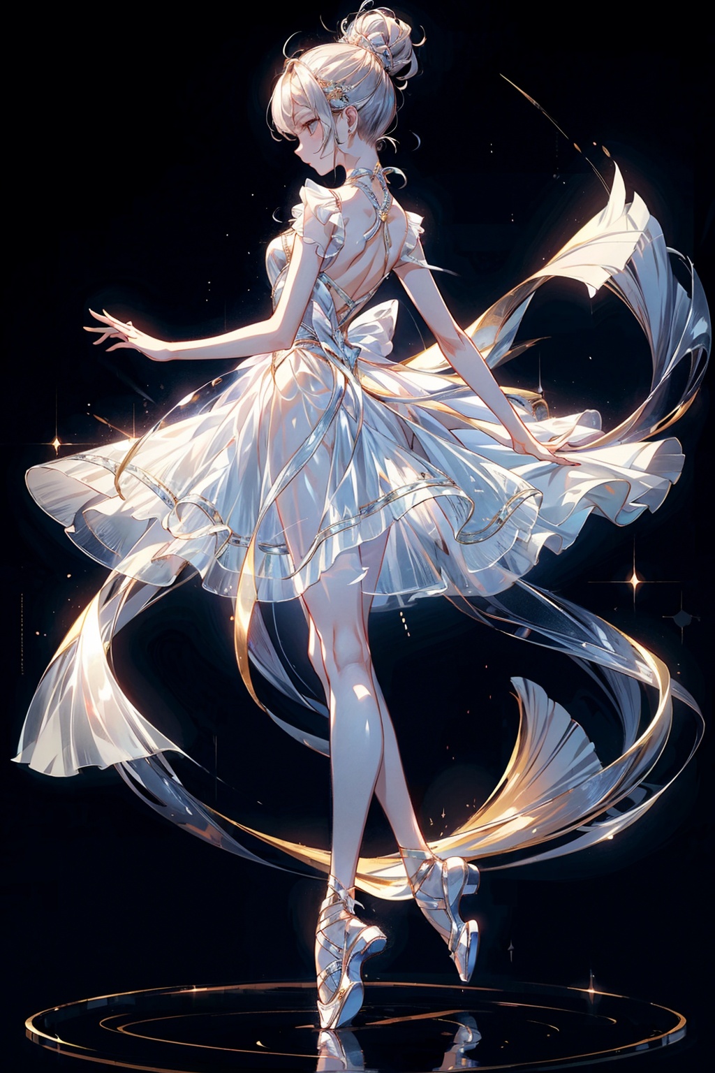  Best quality, 8k,cg,Shadow Girl,transparent_background,ballet slippers,tutu,full_body,glowing