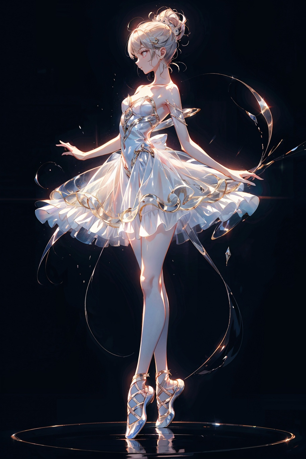  Best quality, 8k,cg,Shadow Girl,transparent_background,ballet slippers,tutu,full_body,glowing