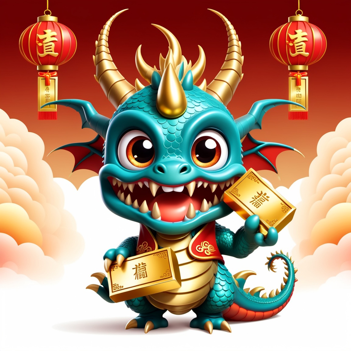 Cartoon Dragon,  illustration,  2D effect on Tensor.Art