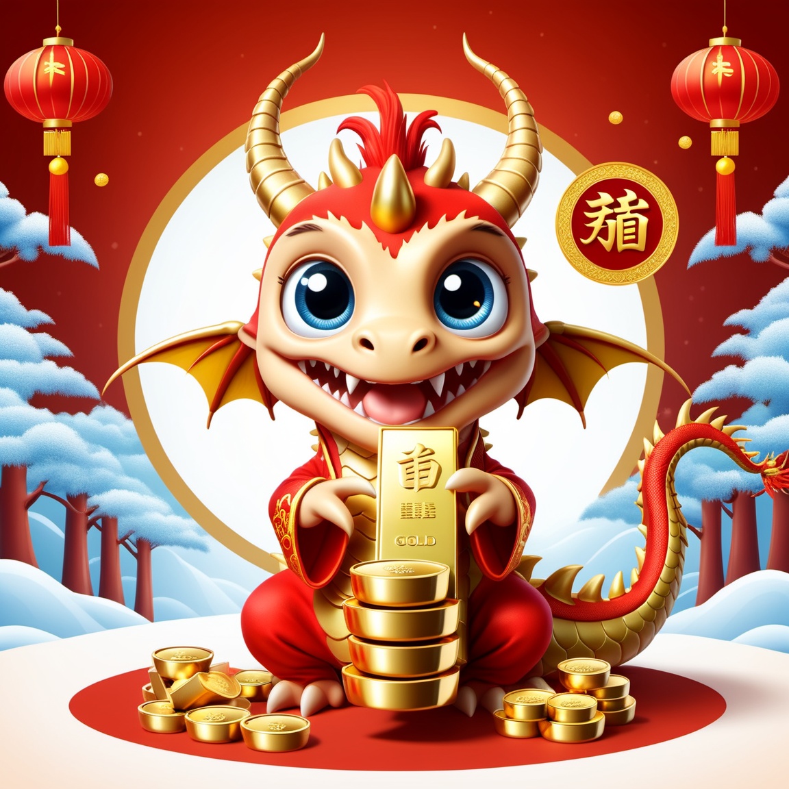 Cartoon Dragon,  illustration,  2D effect on Tensor.Art