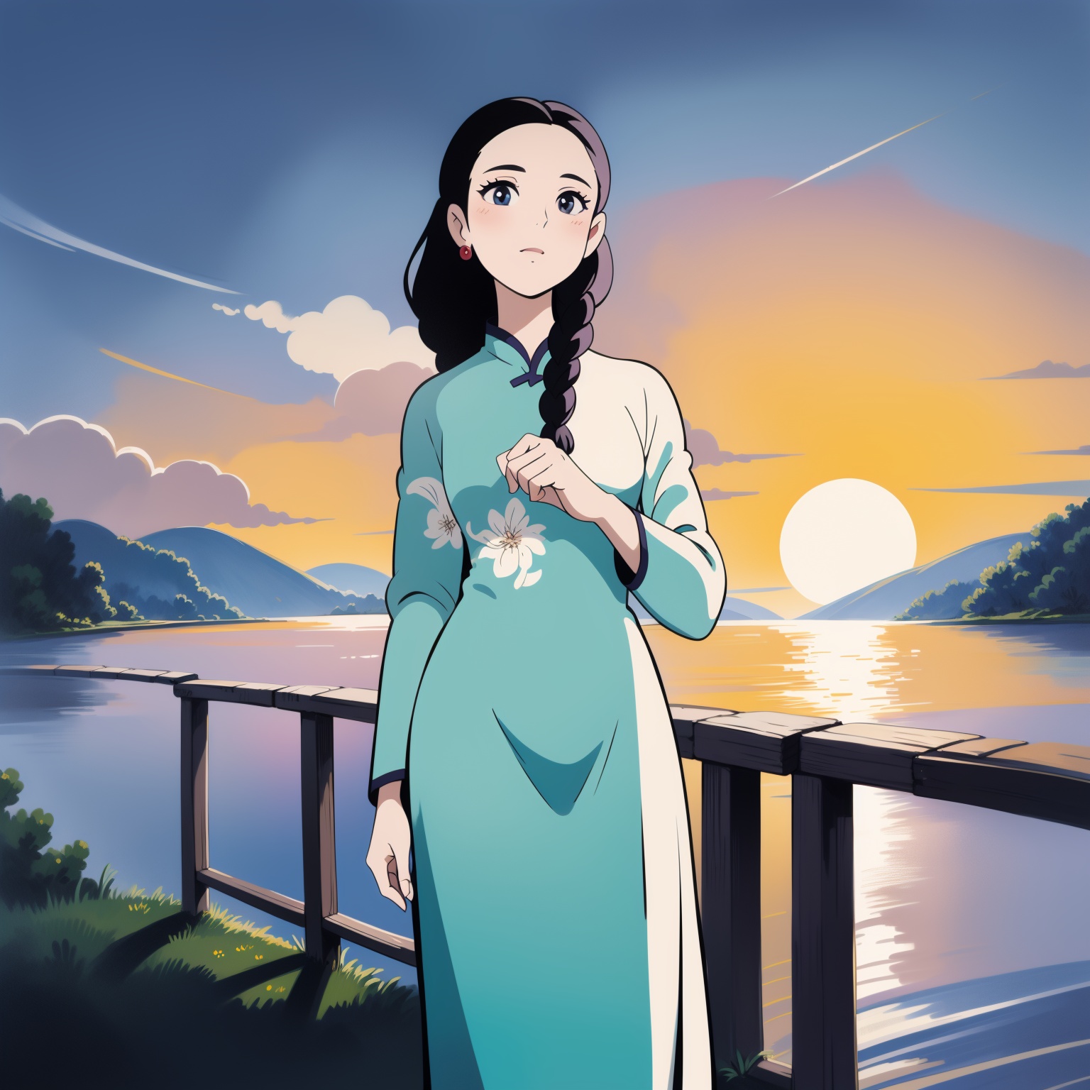 old women,  reverse ombre,  ((aodai)) on Tensor.Art