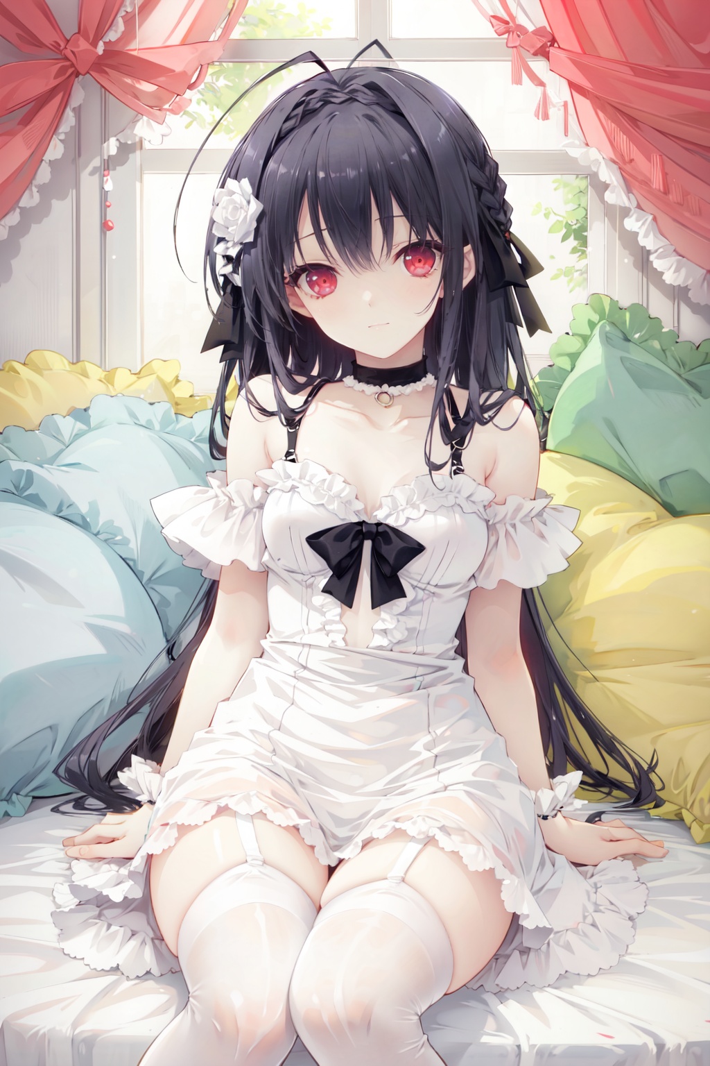 thighhighs,  red eyes,  1girl on Tensor.Art