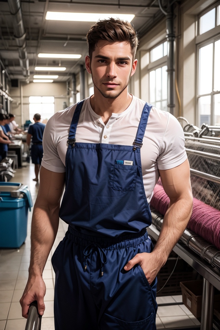 (Handsome Men) ,  sexy janitor,  weaving factory on Tensor.Art