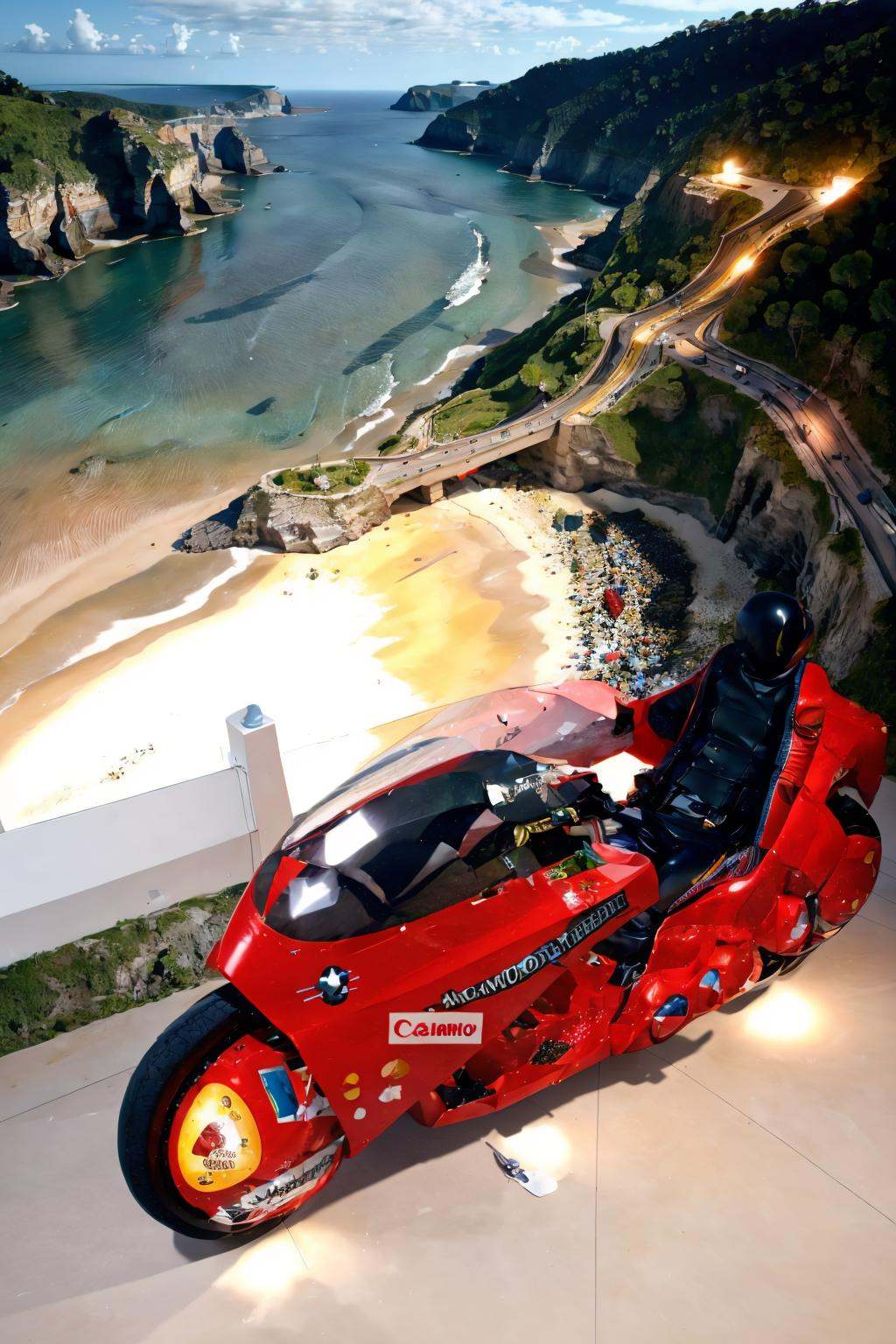 <lora:AkiraSBK_v3-000010:1> masterpiece, photorealistic highly detailed 8k 360-Degree Aerial View of a Coastline, best cinematic quality, volumetric lighting, beautiful woman on krsbk, side view, full of busy people in Candle-lit Wine Tasting Cellars