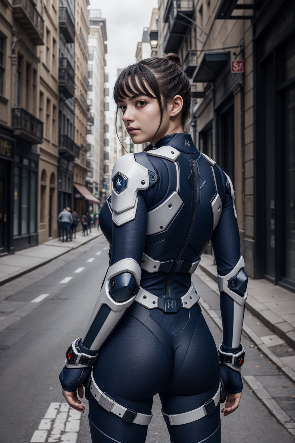 (masterpiece), best quality, high resolution, highly detailed, detailed background, perfect lighting, 1girl,  exoskeleton suit,