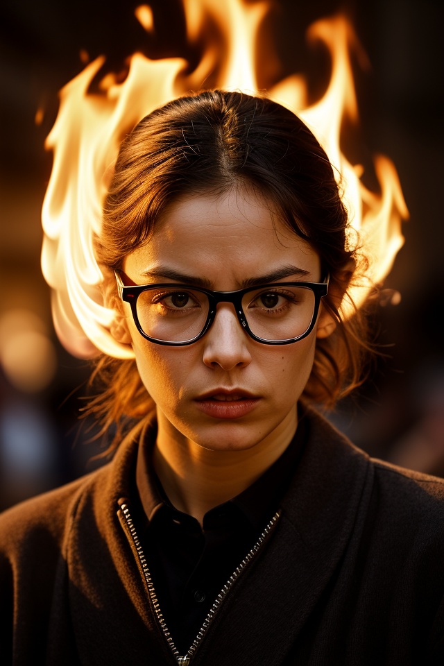 lucca Holding fire,  glasses,  facing viewer on Tensor.Art
