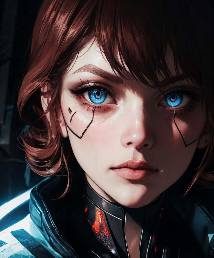 Cyberpunk face implant mark by Lembont on Tensor.Art