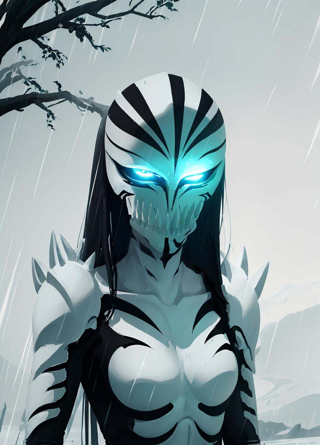 ((hollowfication)),  monster girl,  black hair by Lembont on Tensor.Art