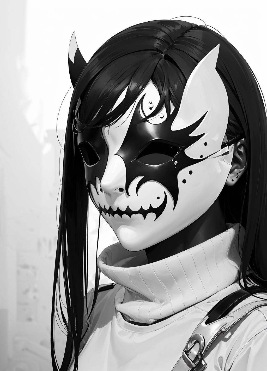 horror (theme),  ((full_mask,  covered mouth on Tensor.Art