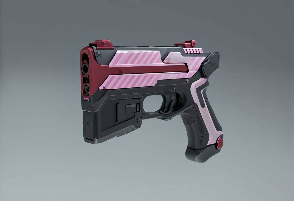 3D,  pistol,  red and pink stripes on Tensor.Art
