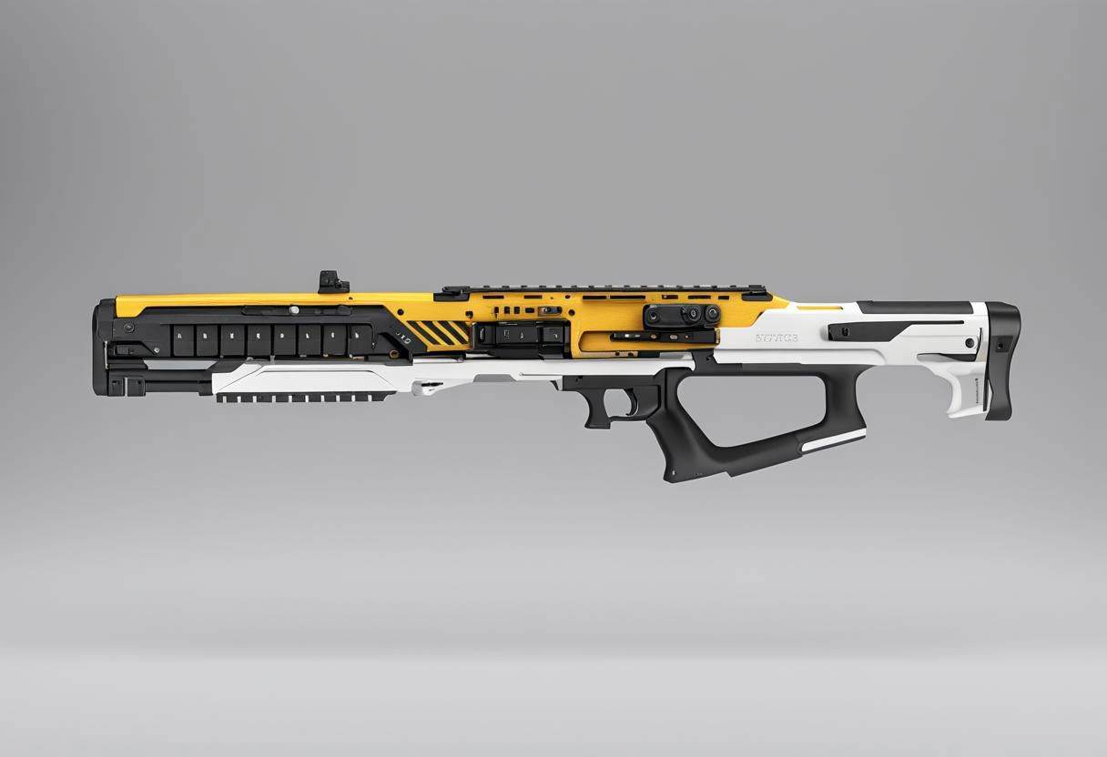 3D,  sniper rifle,  yellow and black stripes on Tensor.Art
