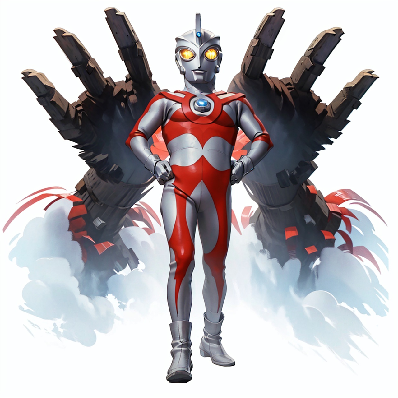  (masterpiece:1.3), (the best quality:1.2), (super fine illustrations:1.2), (Masterpiece), high quality, high detail,((white background:1.2)), looking at viewer, (SOLO:1.4),outline,,simple background,red pattern on waist,red pattern on arms,red pattern on legs,white bodysuit,white gloves,legwear,gloves,boots,logo,cover,mask,plugsuit,gem,bodysuit,red pattern on body,white tight-fitting,white footwear,helmet,leather suit,ultraman,latex