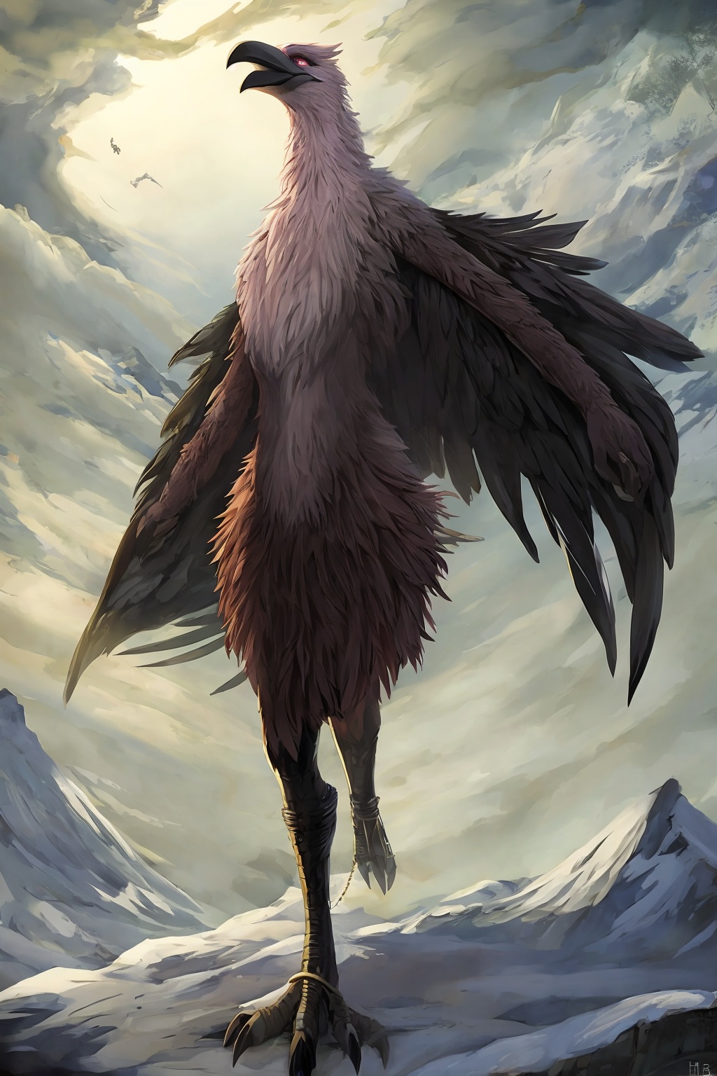 Opium bird,  standing,  feathers on Tensor.Art