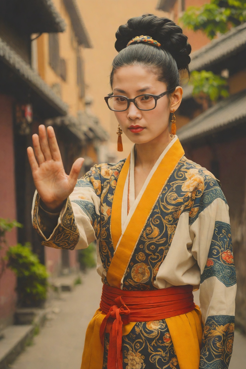 photograph,  Cyborg 46 year old Song Dynasty Shaolinn Monk ,  she is feeling lustful on Tensor.Art