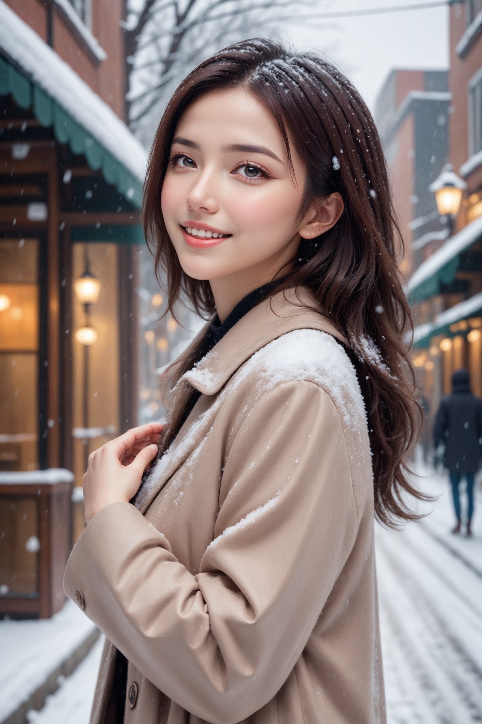 snow day winter streets,  (SNOW),  Snowflakes as beautiful as falling diamonds on Tensor.Art