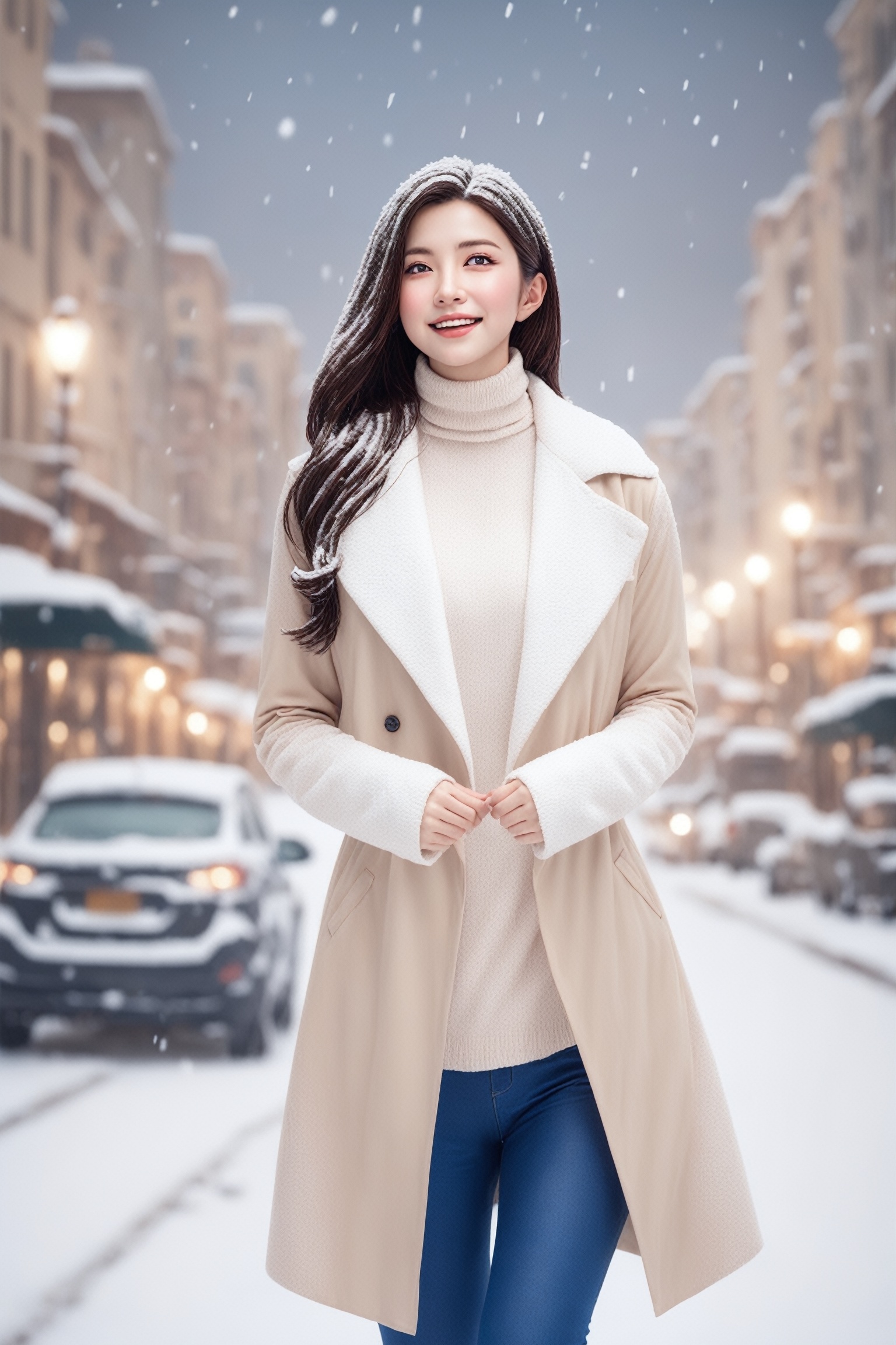 snow day winter streets,  (SNOW),  Snowflakes as beautiful as falling diamonds on Tensor.Art
