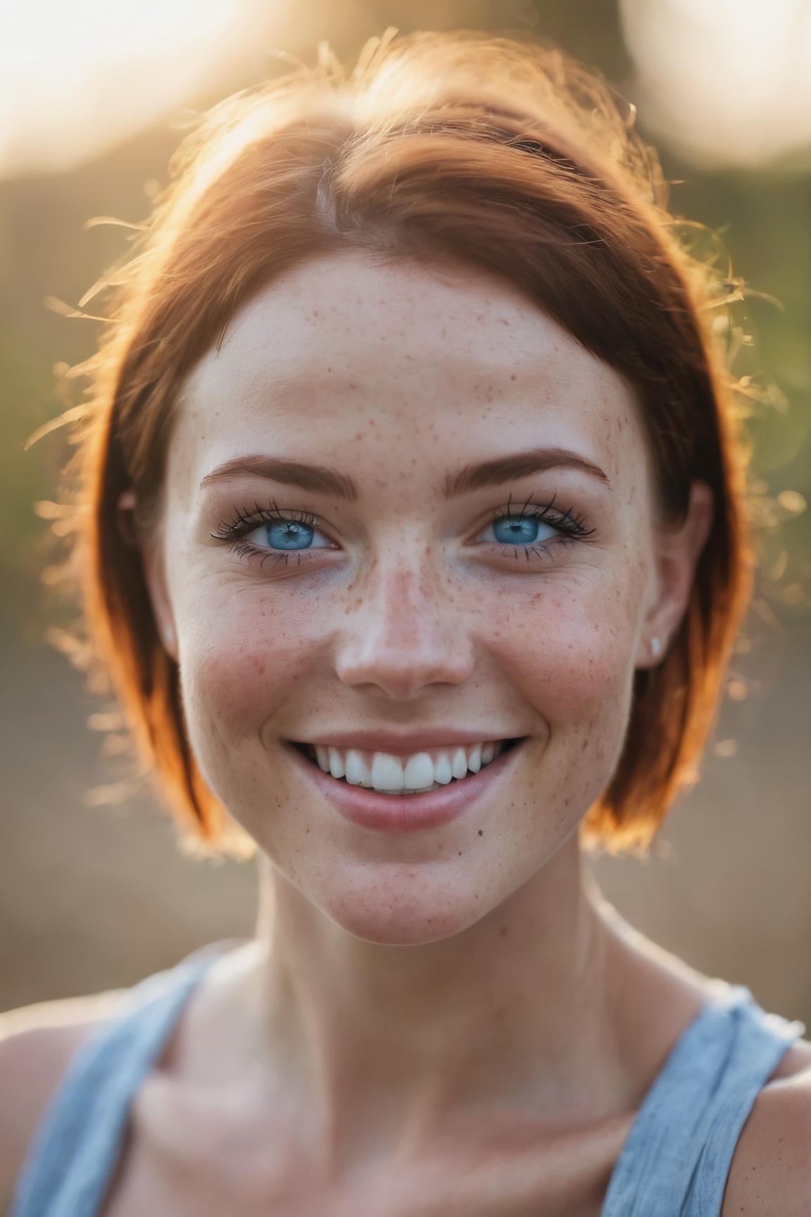 beautiful lady,  (freckles),  big smile on Tensor.Art