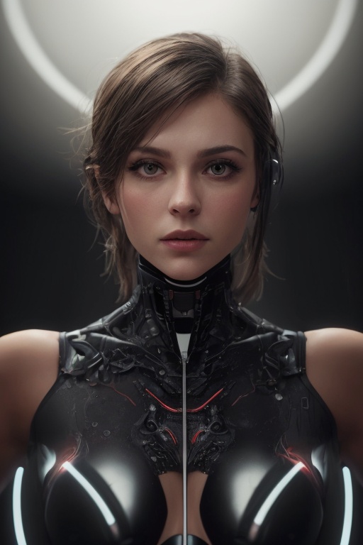 cyborg,  girl,  neon glow background on Tensor.Art