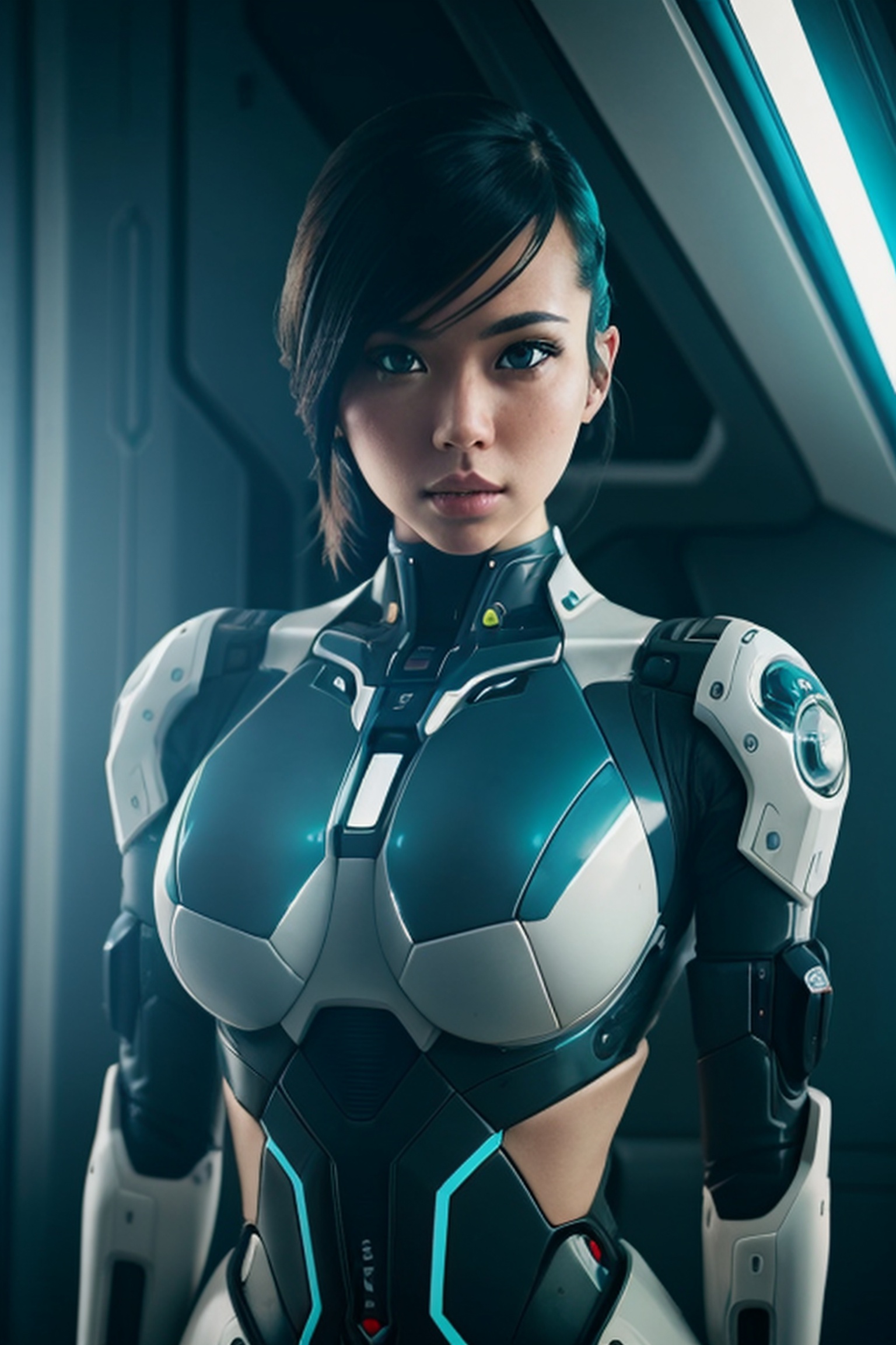 cinematic film still,  cybernetic style futuristic style space fighter girl,  cute on Tensor.Art