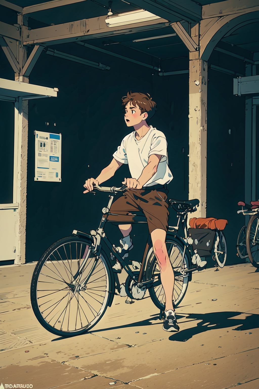  absurdres,incredibly absurdres,reality,realistic,,(solo:1.2),1boy,full_shot, Old style bicycles