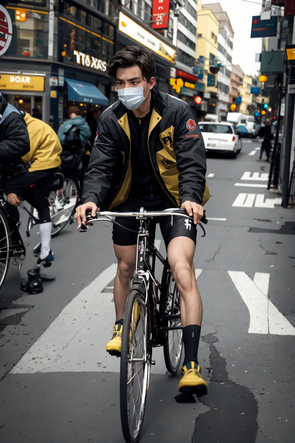  absurdres,incredibly absurdres,reality,realistic,,(solo:1.2),1boy,full_shot, Old style bicycles