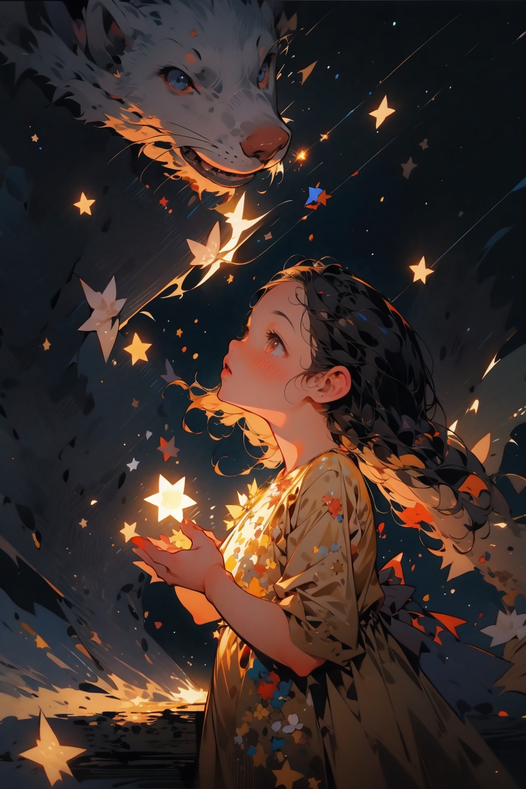  absurdres,incredibly absurdres,reality,realistic,,(solo:1.2),1girl,full_shot,,zgct color,Energetic girl, MG_ip,Landscape wallpaper style, xingxing, Stars in hand