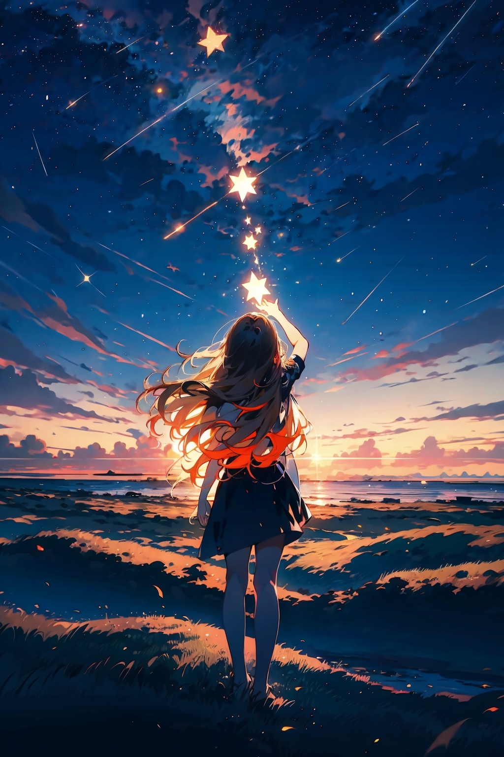  absurdres,incredibly absurdres,reality,realistic,,(solo:1.2),1girl,full_shot,,zgct color,Energetic girl, MG_ip,Landscape wallpaper style, xingxing, Stars in hand