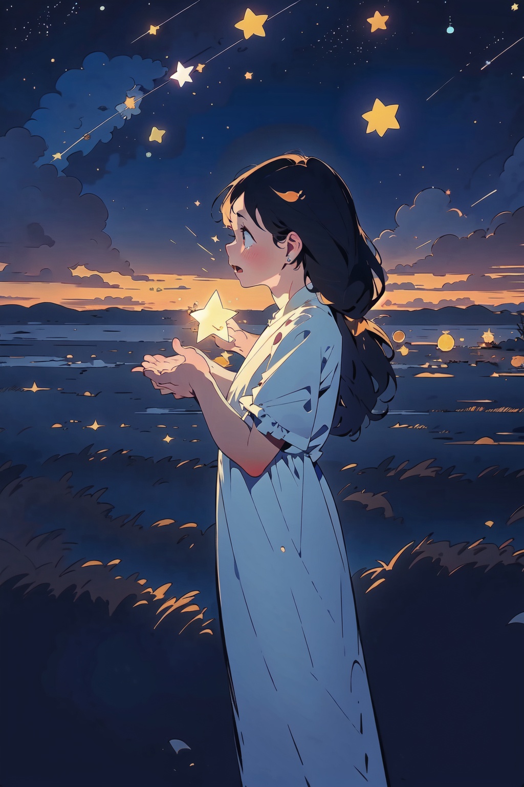  absurdres,incredibly absurdres,reality,realistic,,(solo:1.2),1girl,full_shot,,zgct color,Energetic girl, MG_ip,Landscape wallpaper style, xingxing, Stars in hand