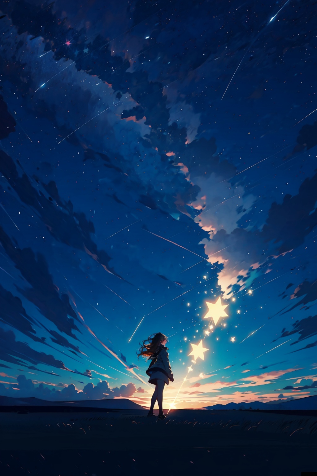  absurdres,incredibly absurdres,reality,realistic,,(solo:1.2),1girl,full_shot,,zgct color,Energetic girl, MG_ip,Landscape wallpaper style, xingxing,Stars in hand