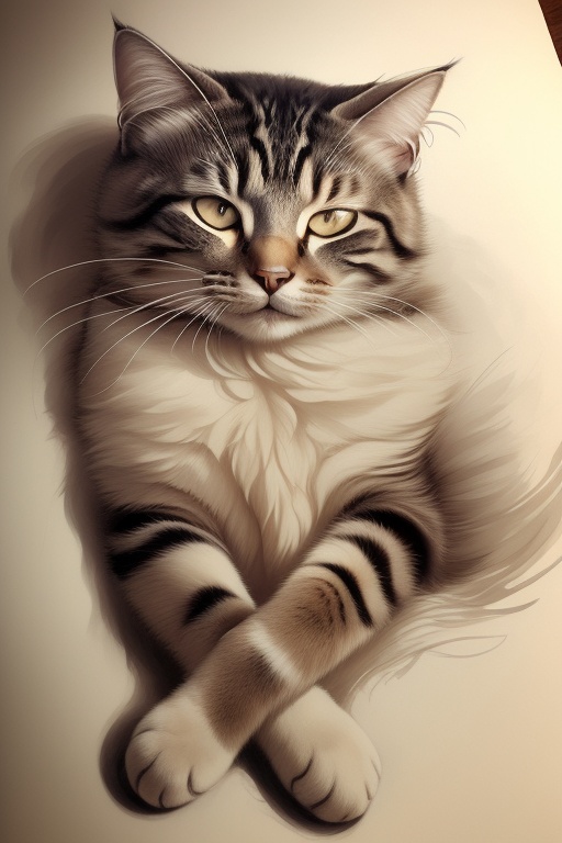 sketch,  cute cat,  sleeping on Tensor.Art