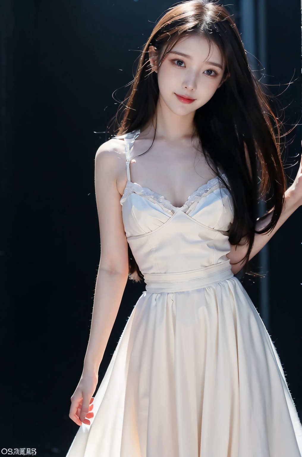  DSLR, (Good structure), HDR, UHD, 8K, A real person, Highly detailed, best quality, masterpiece, 1girl, realistic, Highly detailed, (EOS R8, 50mm, F1.2, 8K, RAW photo:1.2), ultra realistic 8k, (best illumination, best shadow, extremely delicate and beautiful), (official art, beautiful and aesthetic:1.2), solo, 1girl, , Wind, flowing hair, kind smile, , pose for picture, Dynamic pose, looking_at_viewer, , (perfect body), breast ,lips, ,dress, lizhien