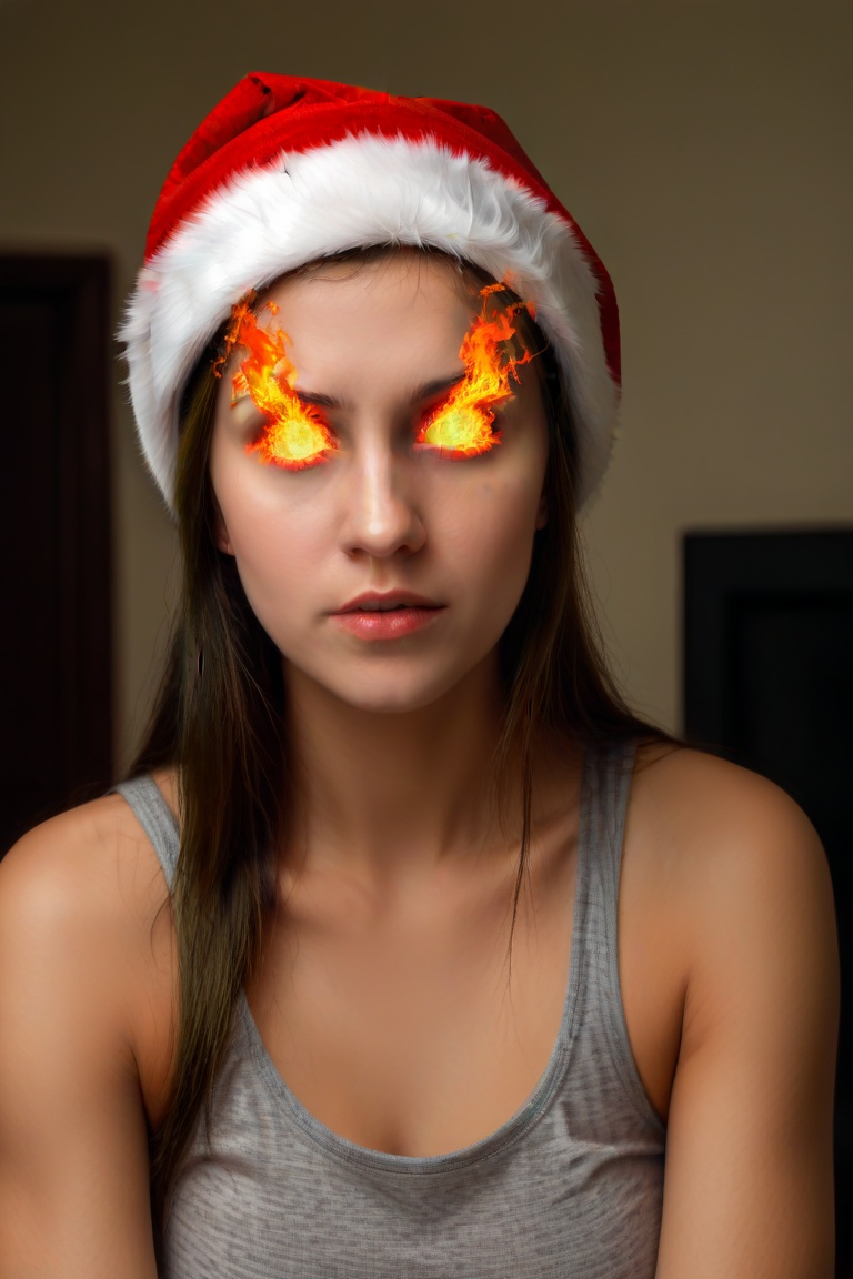 woman,  burningeyes,  christmas tree on Tensor.Art