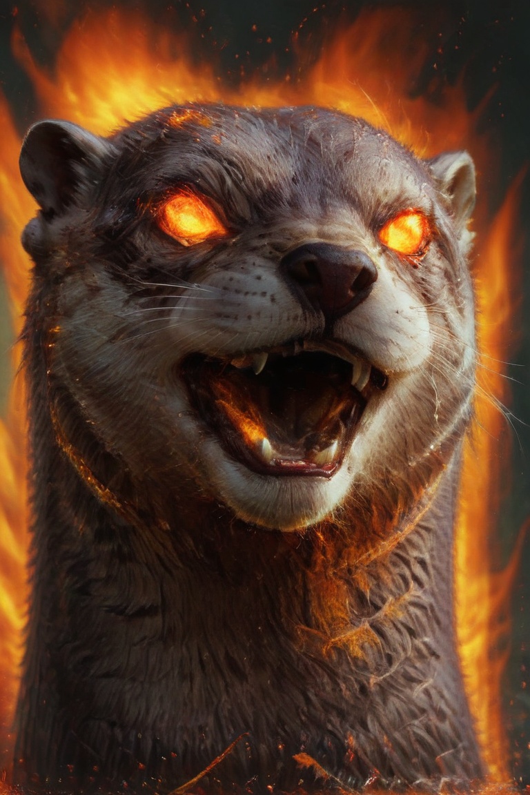otter,  teeth,  fire on Tensor.Art