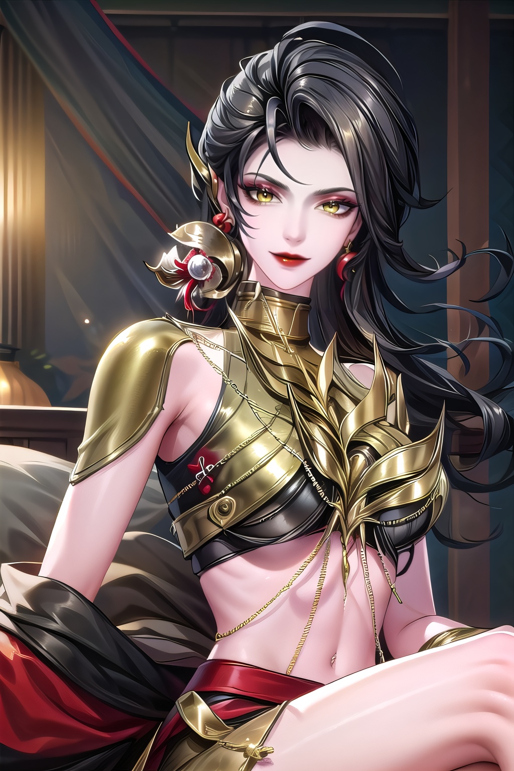 yuanshen,  1girl,  black hair on Tensor.Art