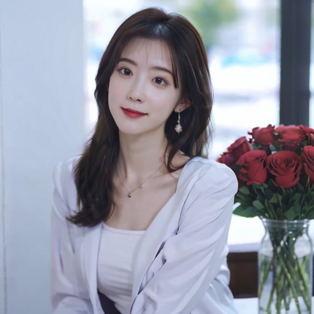  upper bare,masterpiece, Original, Stand, a beautiful woman with a bouquet of flowers in her hand, long hair, wearing a suit on the upper body, light gray thick tights on the lower body, Bag, jewelry, Necklace, Earrings, Ring, rounded at the knees, waiting for someone, with a sweet smile, newspaper, The best quality, Ray tracing, 8k, 1girl, depth of field,moyou