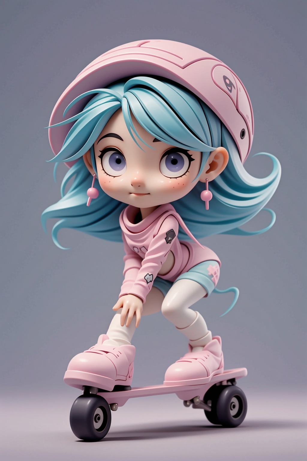 1girl,chibi,Skate,Graffiti clothing,personality,<lora:660447313082219790:1.0>