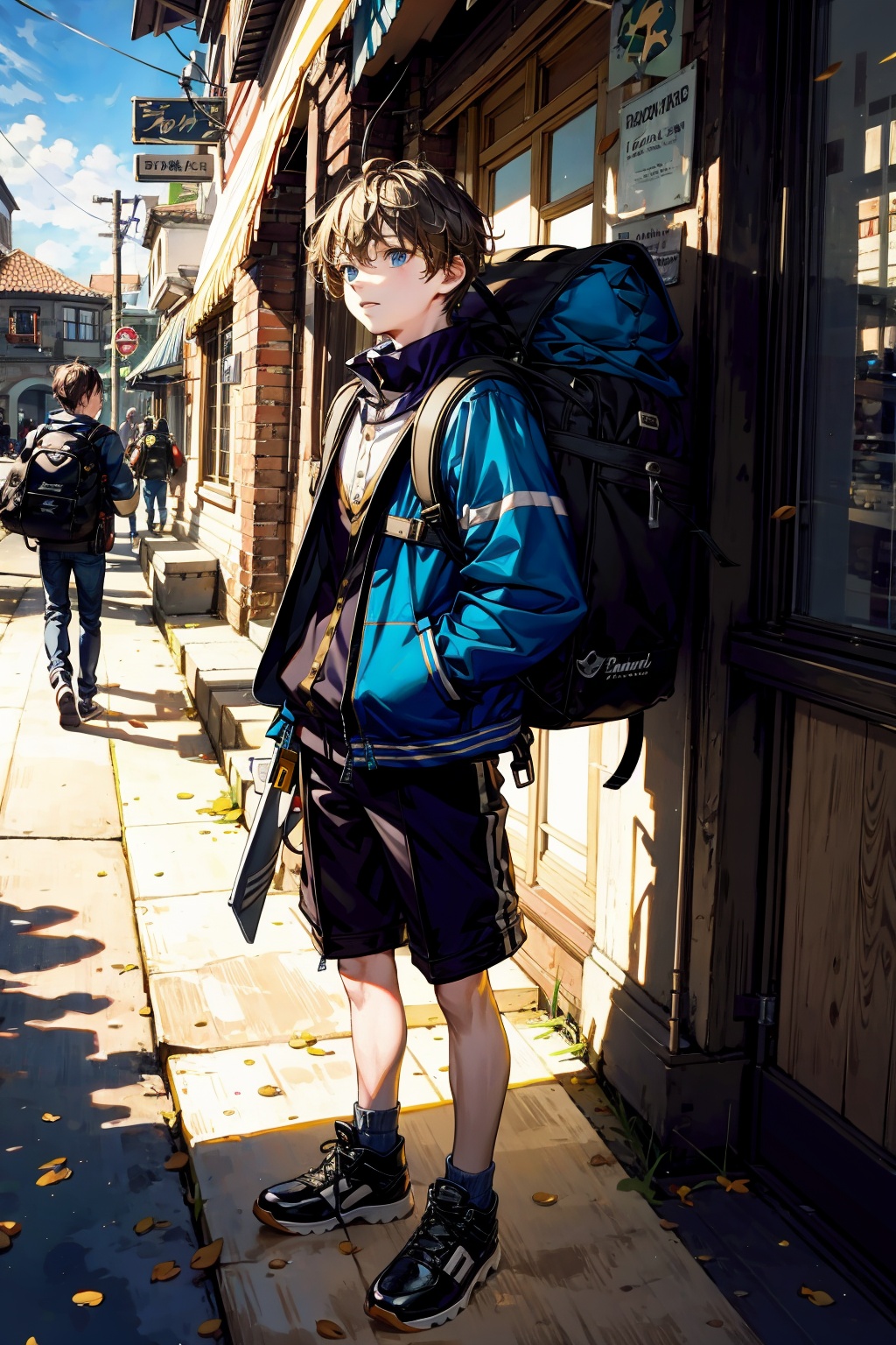  absurdres,incredibly absurdres,reality,realistic,,(solo:1.2),1boy,full_shot, Backpack Merchant
