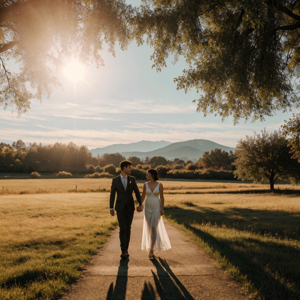masterpiece,  highly detailed,  a couple walking in the sunlight on Tensor.Art