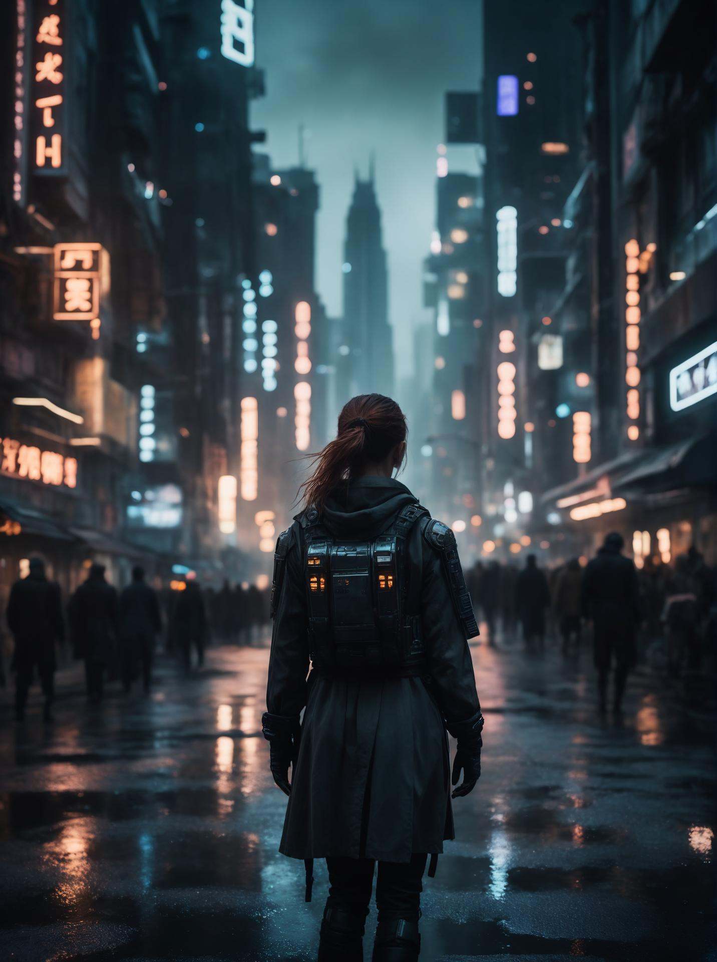 cinematic film still,  a city,  a dystopian future on Tensor.Art