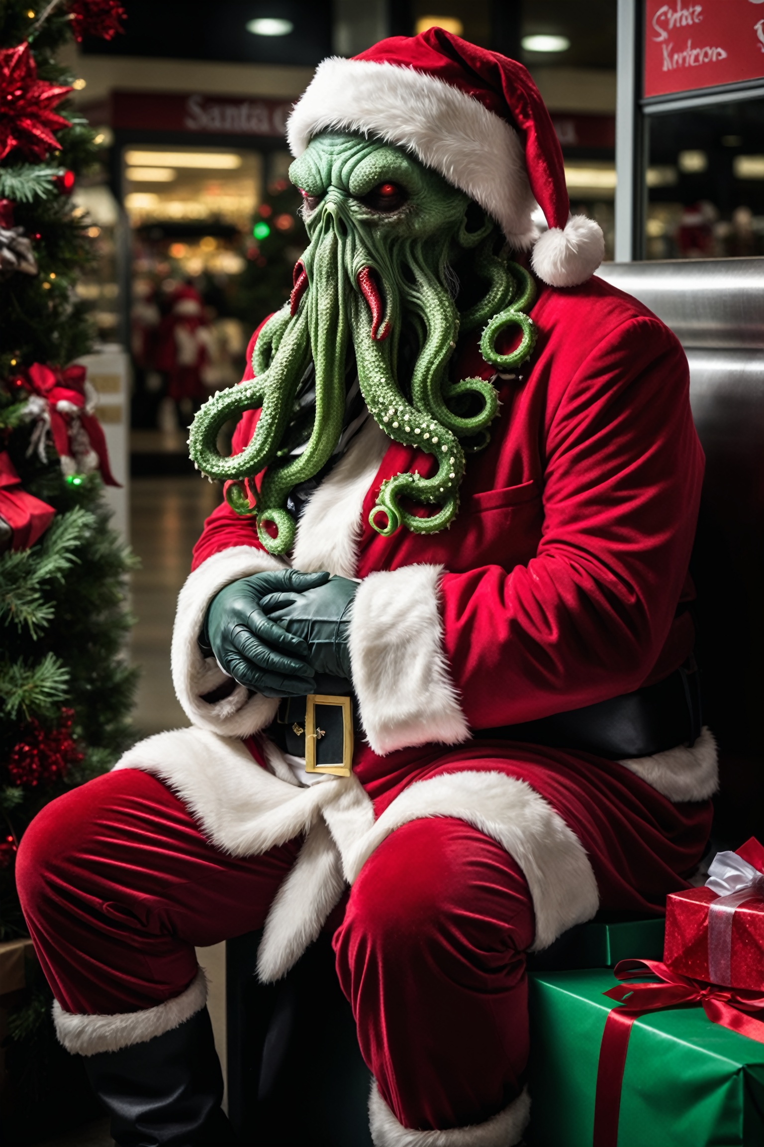 Award-winning photo,  santa Cthulhu,  horror on Tensor.Art