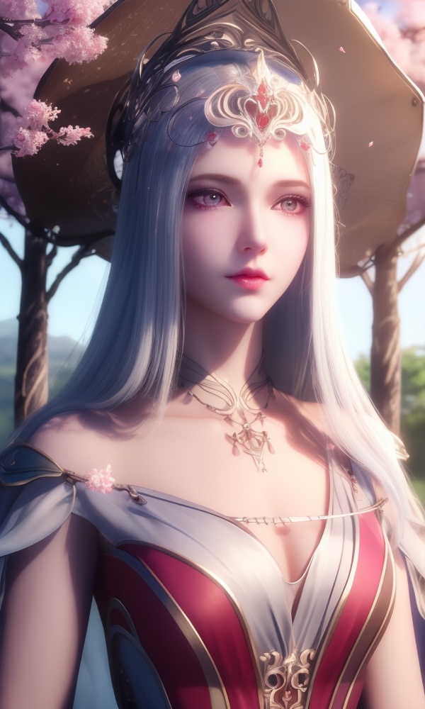 (,1girl, ,best quality, ),looking at viewer, <lora:372-DA-斗罗大陆-波塞西:0.8> ultra detailed background,ultra realistic 8k cg,ultra detailed 8k cg,masterpiece,upper body,  (( , )),, ,science fiction,mole, ultra realistic 8k cg, ,tamari \(flawless\),   ,outdoors, sun,sunlight, cherry blossoms,      (()), (),