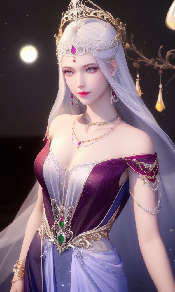 (,1girl, ,best quality, ),looking at viewer, <lora:372-DA-斗罗大陆-波塞西:0.8> ,, ,masterpiece(,1girl,night, starry sky, milky way,outdoors, full moon,  night sky, darkness,  world of darkness, , ) ,ultra realistic 8k cg, flawless, clean, masterpiece, professional artwork, famous artwork, (( , )),, , (rich:1.4), prestige, luxury, jewelry, diamond, gold, pearl, gem, sapphire, ruby, emerald, intricate detail, delicate pattern, charming, alluring, seductive, erotic, enchanting, hair ornament, necklace, earrings, bracelet, armlet,halo((, )), (),