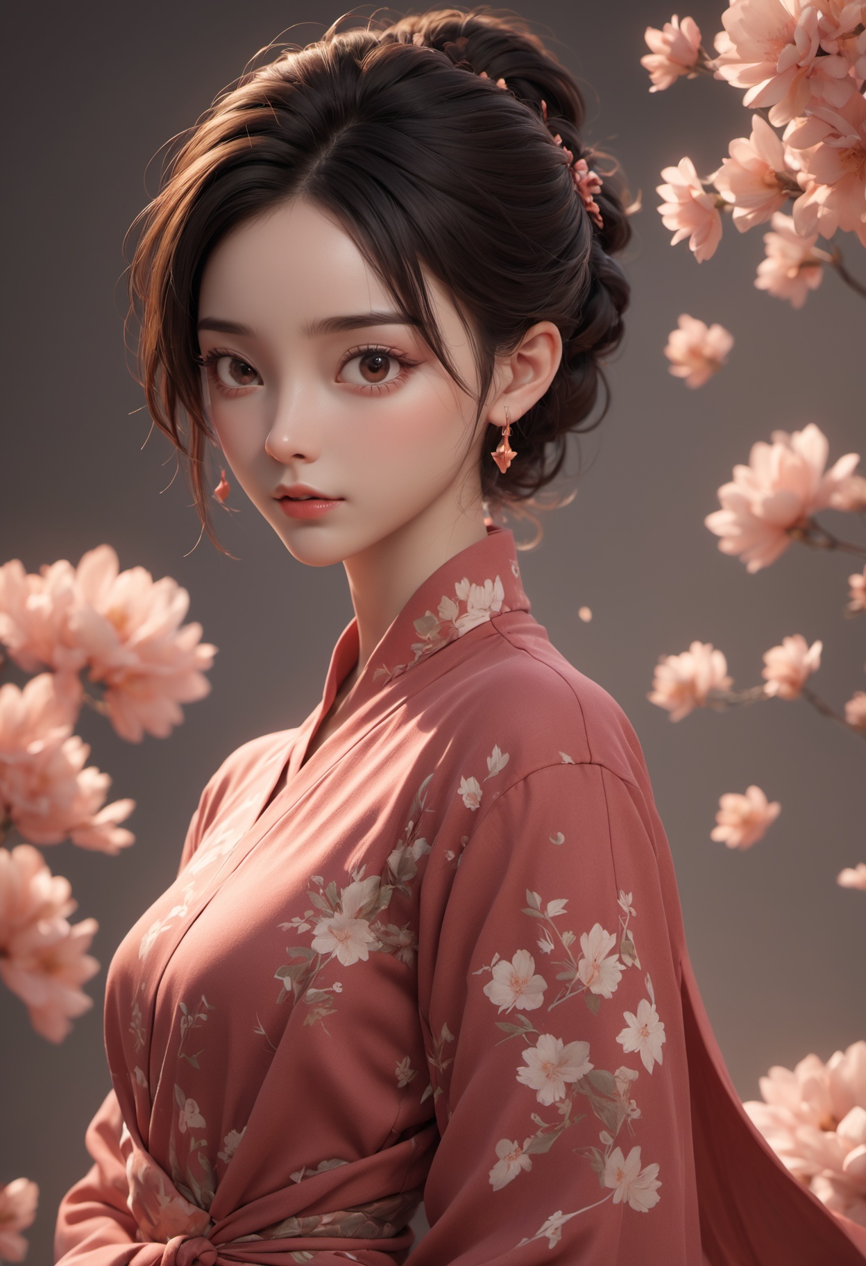  comic professional 3d model cinematic still a girl in (sexy hanfu), small breasts, 18 yo,ultra-detailed,stream,hair bun, an extremely delicate and beautiful little girl, beautiful detailed eyes, side blunt bangs,long sleeves,blank stare, pleated skirt, close to viewer, breeze, flying splashes, flying petals, wind. emotional, harmonious, vignette, 4k epic detailed, shot on kodak, 35mm photo, sharp focus, high budget, cinemascope, moody, epic, gorgeous, film grain, grainy. octane render, highly detailed, volumetric, dramatic lighting. graphic illustration, comic art, graphic novel art, vibrant, highly detailed, incredible quality, intricate detail, creative, positive, unique, attractive, cute, perfect, glowing, confident, pure, thought, iconic, best, romantic, surreal, artistic, pleasing, rich, symmetry, fine, pretty, clear, modern, fantastic, elegant, inspirational, lovely, marvelous, light, shining, wonderful, magnificent, complex