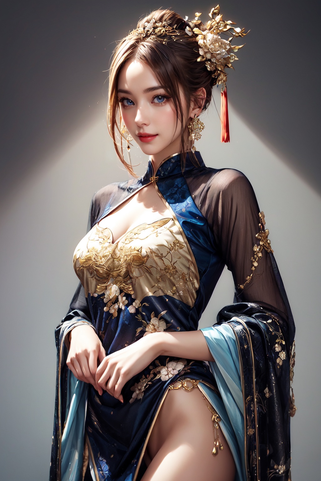A whimsically chaotic ensemble of mismatched patterns and textures,  this post-modern fashion concept art bursts with vibr...