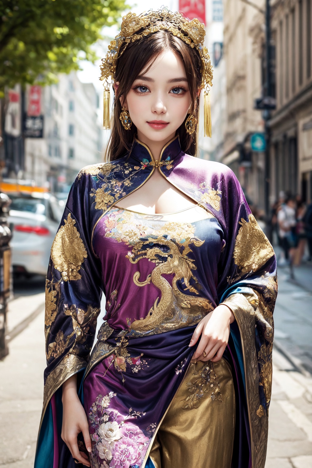 A whimsically chaotic ensemble of mismatched patterns and textures,  this post-modern fashion concept art bursts with vibr...